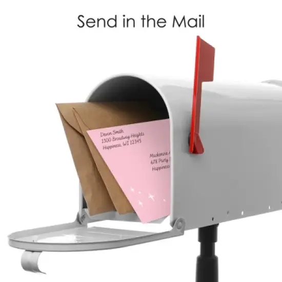 Big Dot of Happiness Little Princess Crown - Fill-In Cards - Pink and Gold Princess Baby Shower or Birthday Party Fold and Send Invitations - Set of 8 image {5}