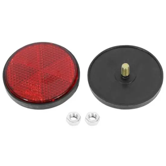 Unique Bargains M6x1.0 Red Universal Screw Mount Round Warning Reflector for Motorcycle image {3}