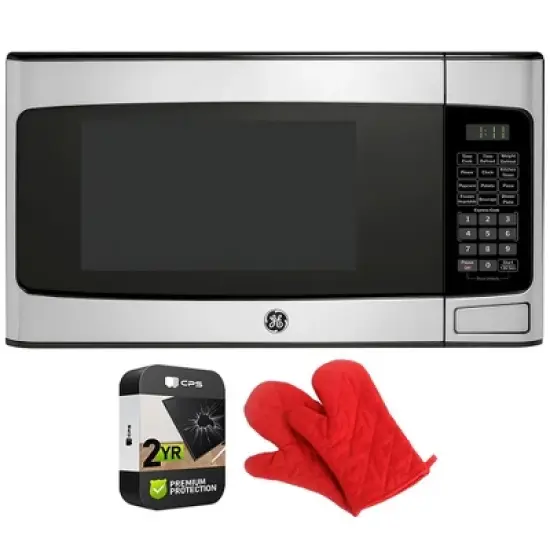 GE 1.1 cu. ft. Countertop Microwave Oven 950 W Steel+2 Year Warranty & Oven Mitt image {7}