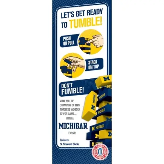 MasterPieces Real Wood Block Tumble Towers - NCAA Michigan Wolverines image {3}