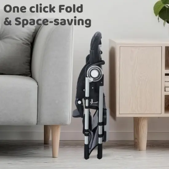 Kinder King Foldable High Chair for Babies & Toddlers, Adjustable Height, Recline, Storage Basket, Double Trays, Easy to Clean image {10}