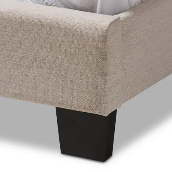 Twin Brookfield Modern and Contemporary Fabric Upholstered Bed Beige - Baxton Studio image {4}