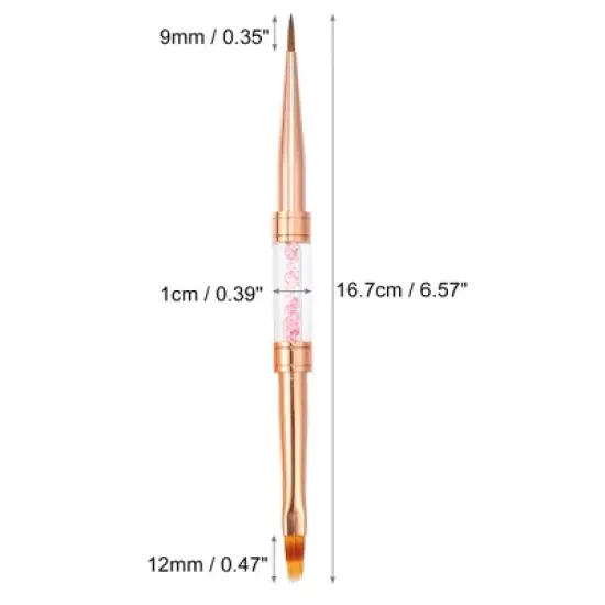 Unique Bargains ABS Double-Headed Crystal Handle Liner Brush Rose Gold Tone 1 Pc image {2}