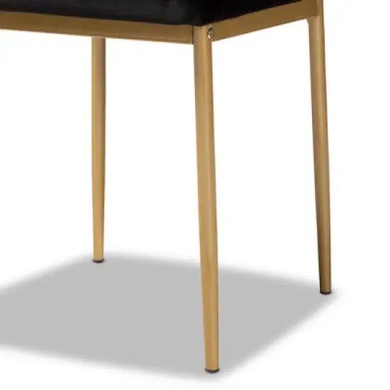 4pc Armand Velvet Fabric Upholstered and Metal Dining Chair Set - Baxton Studio image {3}