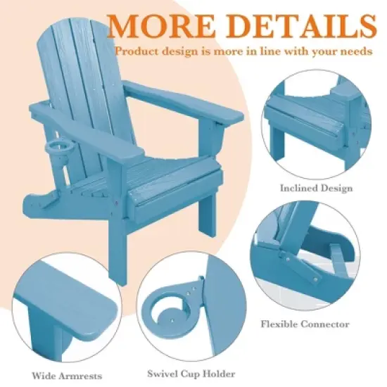 Hyleory Adjustable HDPE Adirondack Chair with Ergonomic Backrest image {3}