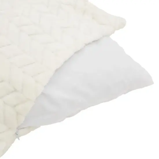 Farmlyn Creek 2 Pack Decorative Zipped Beige Faux Fur Throw Pillow Covers for Couch Sofa, 20x20 In image {6}