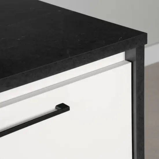 Myro Kitchen Island Faux Black Stone/White - South Shore image {2}