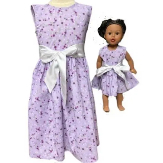 Doll Clothes Superstore Size 4 Matching Girl And Doll Long Purple Flower Dresses image {1}