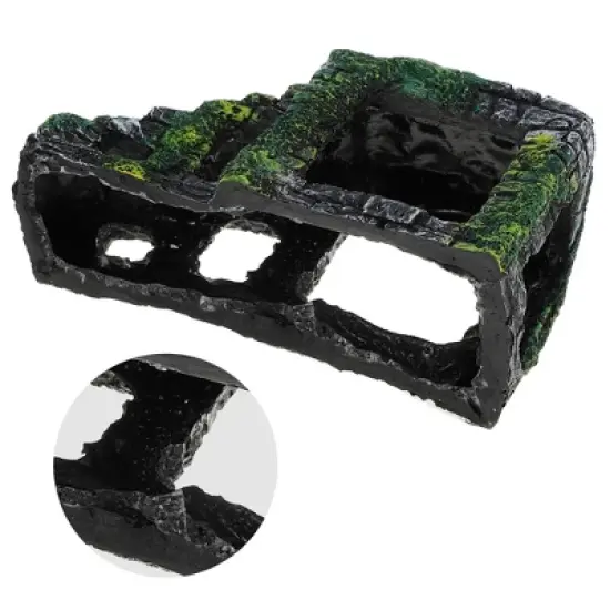 Unique Bargains Resin Tortoise Rock Turtle Basking Platform 8.7"x3.5"x4.5" Gray Green 1 Pcs image {4}