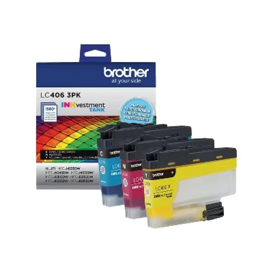 Brother LC4063PKS Cyan/Magenta/Yellow Standard Yield Ink Cartridges 3/Pack image {2}