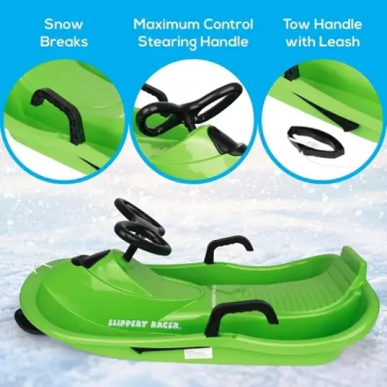 Slippery Racer Downhill Derby Kids Toddler Steerable Plastic Snow Sled image {2}