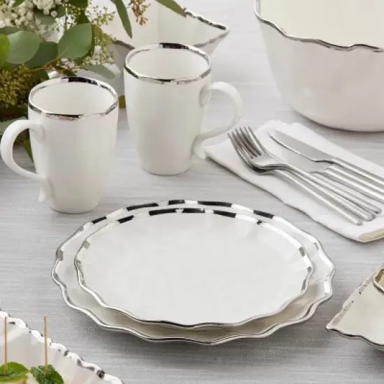 Certified International (Set of 4) 9" Salad Plates Regency Silver image {1}