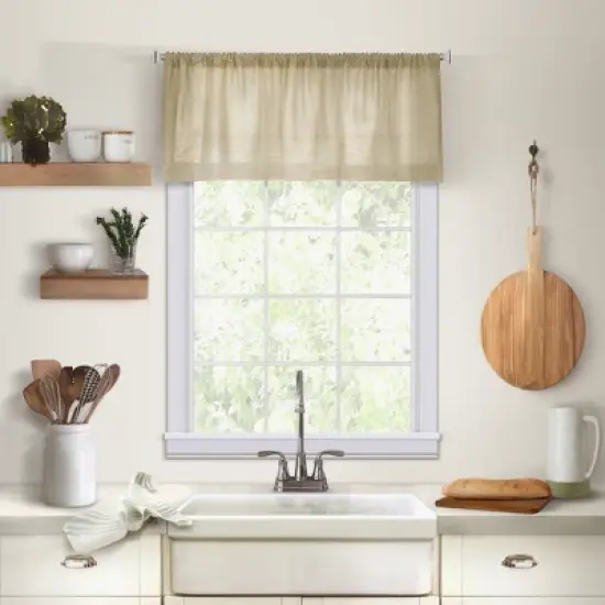 Cameron Linen Rod Pocket Kitchen Window Valance - 60" x 15" - Elrene Home Fashions image {5}