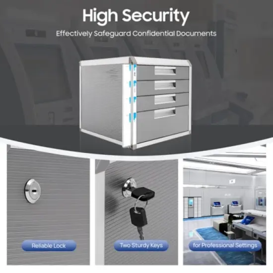 YIYIBYUS File Storage Cabinet with 4 Lockable Drawerswith Document Storage Box image {2}