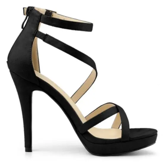 Allegra K Women's Strappy Platform Stiletto Heels Sandals image {6}