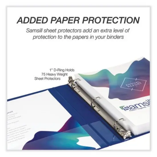 Samsill Durable D-Ring View Binders, 3 Rings, 1" Capacity, 11 x 8.5, Black/Blue/Green/Red, 4/Pack image {1}