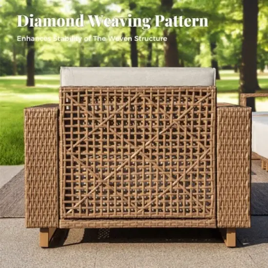 Captiva Designs Outdoor Patio Furniture Sectional Wicker Sofa Conversation Set with 9.8 Inch Thick Cushions image {5}