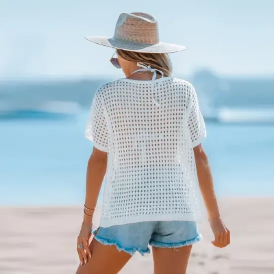 Women's Crochet V-Neck Cover-Up Top - Cupshe image {3}