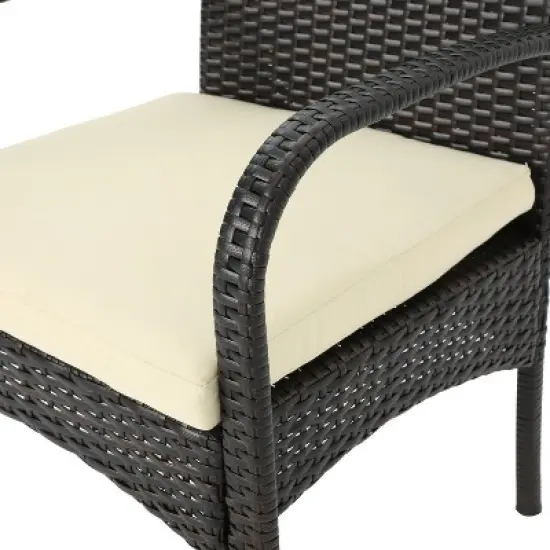 GDFStudio Dion Outdoor Wicker 5 Piece Dining Set with Cushions image {7}