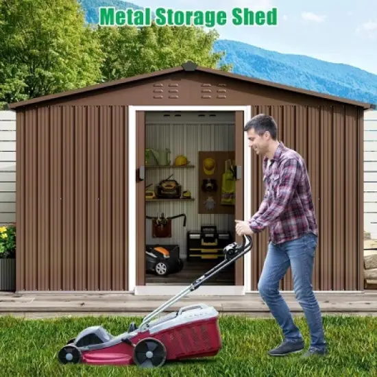 Outdoor Metal Storage Shed Garden Tool House With Lockable Doors for Yard image {6}