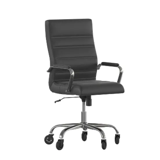 Flash Furniture Whitney High Back Executive Swivel Office Chair with Black Frame, Arms, and Transparent Roller Wheels image {15}