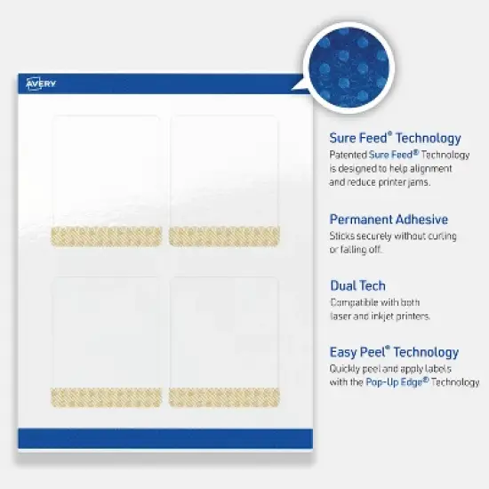 Avery Rectangle Labels, Gold Lace Trim Pattern, 4" x 3-1/3" image {2}