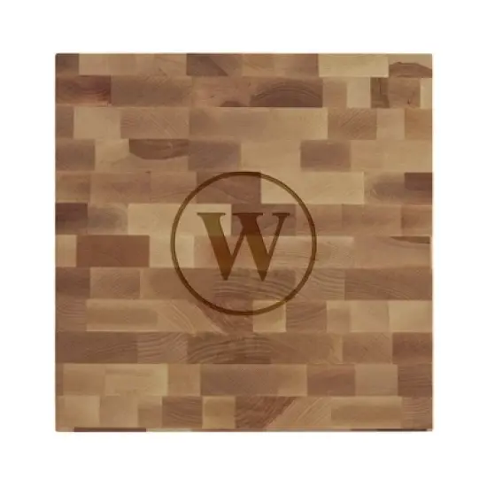 Personalization Mall Initial Classic Butcher Block Cutting Board, 12" x 12" image {2}