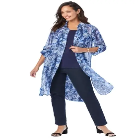 Jessica London Women&rsquo;s Plus Size Sheer Georgette Mega Tunic image {20}