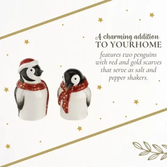 Spode Christmas Tree Salt & Pepper Set, Mr & Mrs Penguin Winter Themed Shakers, Holiday Table D&eacute;cor, Festive Home Accents, Stocking Stuffer Gifts image {5}