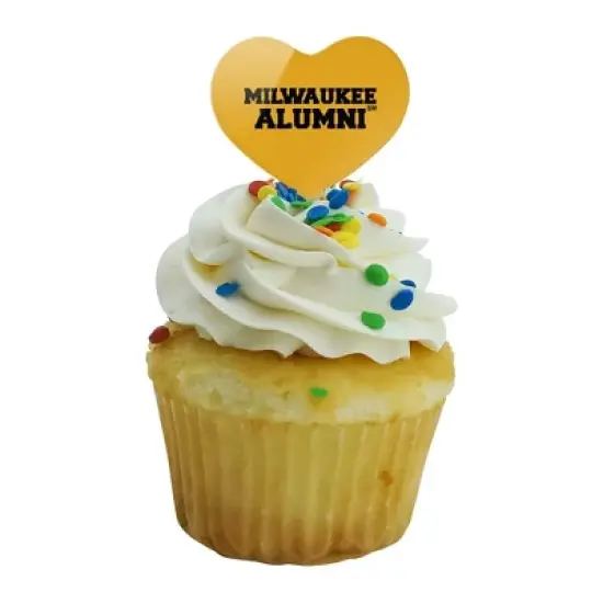University of Wisconsin Milwaukee Official Panthers Alumn Heart Love Cupcake Picks Toppers Decoration Set of 6 image {4}