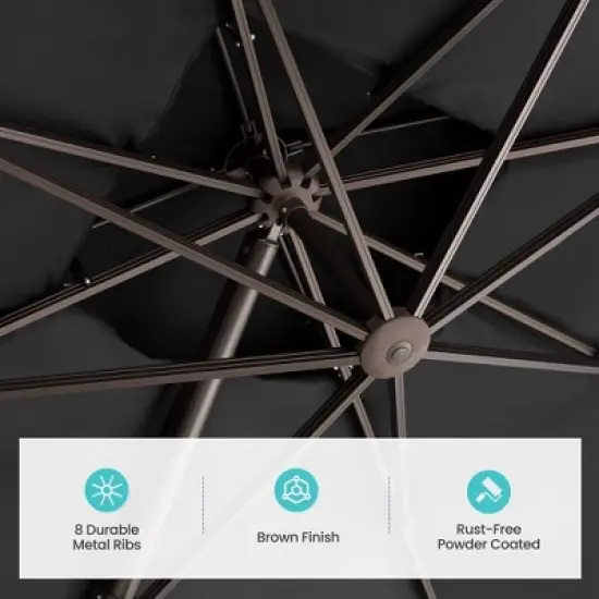 Crestlive Products 9'X11' Double Top Patio Cantilever Umbrella UV30+ Outdoor 360&deg; Rotation 6 Heights Adjustable Offset Umbrella image {6}