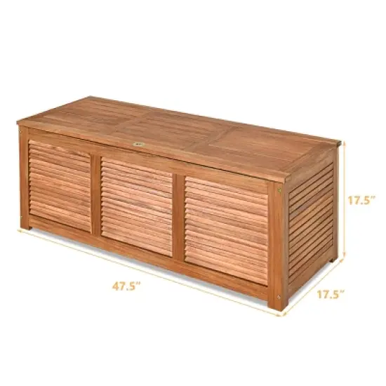 Costway 47 Gallon Deck Storage Acacia Wood Organization Toys Cushions Tools image {1}
