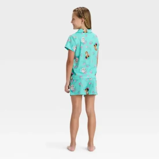 Girls' Disney Frozen 2pc Coat Pajama Set - Teal Blue image {1}