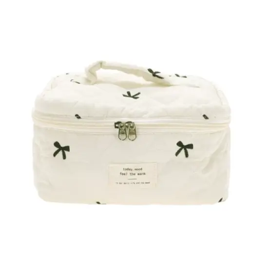 Unique Bargains Handheld Bow Embroidery Makeup Bag 1 Pc image {3}