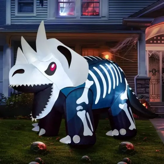 Joyfy 8 FT Halloween Inflatables Outdoor Decoration, Inflatable Skeleton Dinosaur with Built-in LEDs for Halloween Outdoor Yard Lawn Party Decoration image {3}