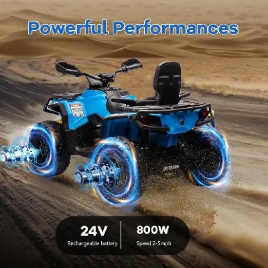 2 Seater Electric Children's Terrain Vehicle, 12V Remote Control Riding Toy Car, Battery Operated Vehicle w/Music, Remote Control, LED Lights image {3}