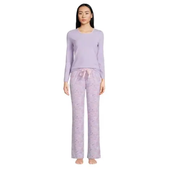 Lands' End Women's Tall Knit Pajama Set Long Sleeve T-Shirt and Pants image {5}