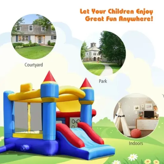 Costway InflatableBounce House Castle Slide Bouncer Kids Shooting Net/Without Blower image {6}