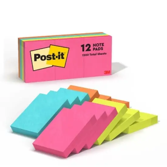 Post-it 12pk Sticky Notes 1.5"x2" Poptimistic Collection: Multicolored Paper, 100 Sheets, Art & Design Theme image {11}