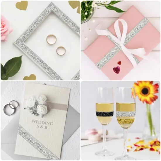 Wrapables 3 Yards Self Adhesive Resin Rhinestone Ribbons, Glittery Bling Tape Strips for DIY Crafts Wedding Party Decoration (3 Rolls) image {11}