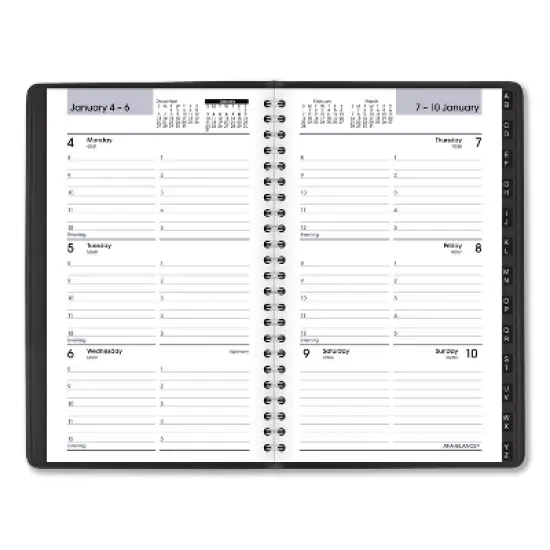 DayMinder Block Format Weekly Appointment Book, Tabbed Telephone/Add Section, 8.5 x 5.5, Black, 12-Month (Jan to Dec): 2026 image {1}