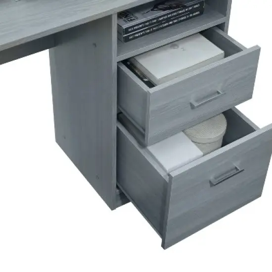 Functional L Shaped Desk with Storage Gray - Techni Mobili image {6}