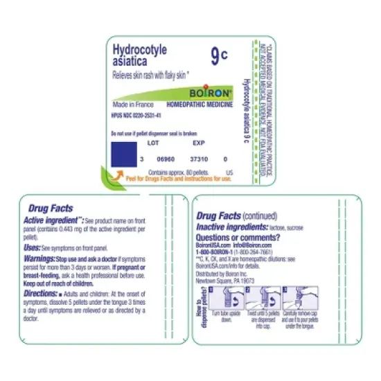 Hydrocotyle Asiatica 9C by Boiron Homeopathic Single Medicine For First Aid  -  80 Pellet image {1}