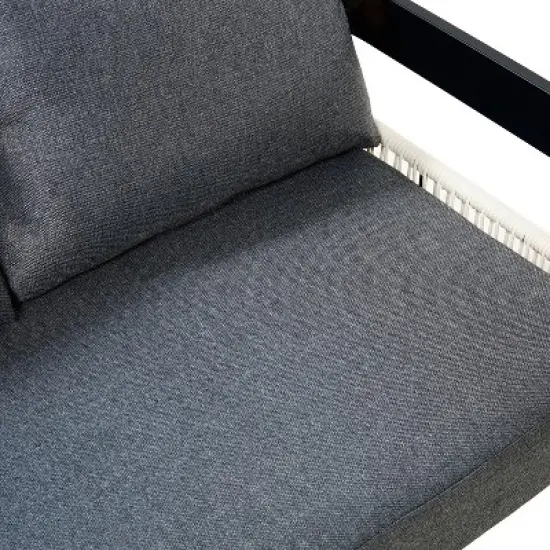 FIONECA U_STYLE Multi-Person Outdoor Iron Sofa Set with Table, Rattan Accents, Waterproof & Rust-Resistant Patio Furniture for Garden & Lawn image {13}