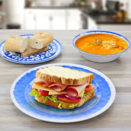 Elama Telly 12 Piece Melamine Dinnerware Set in Teal image {8}