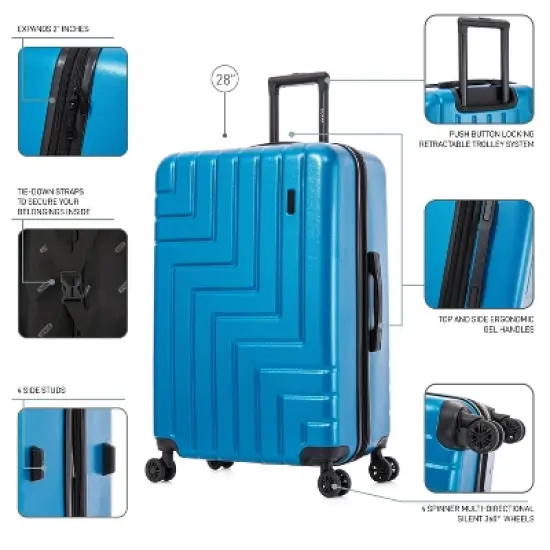 DUKAP Zahav Lightweight Hardside Large Checked Spinner Suitcase - Teal image {2}