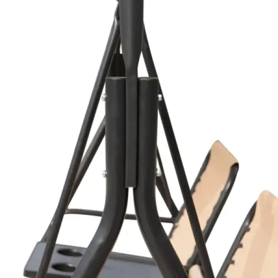 Outsunny 2 Person Covered Porch Swing with Pivot Storage Table, Cup Holder, & Adjustable Overhead Canopy image {6}