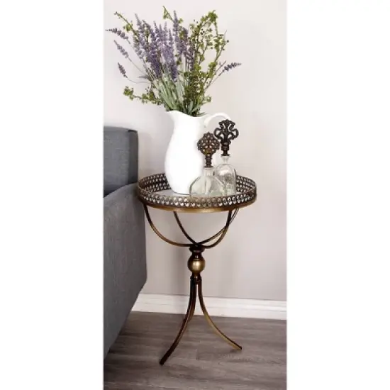 Metal and Glass Round Pedestal Table Gold - Olivia & May image {17}