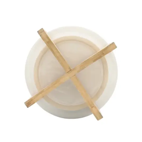 Geometric Ceramic Planter on Wooden Stand - Sagebrook Home image {3}