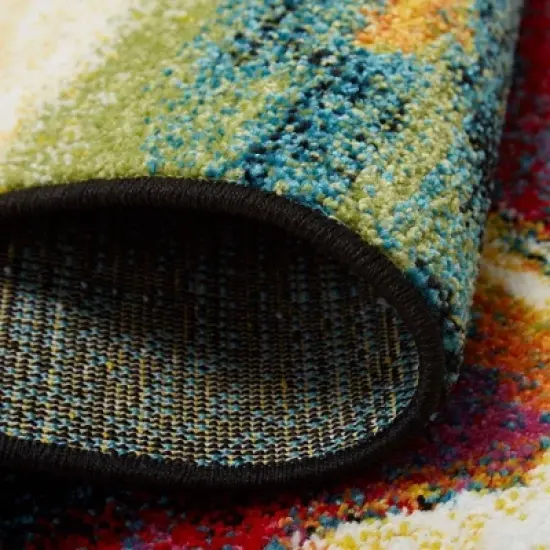 6'6"x9'2" Splash Kids' Rug Pink/Black - Home Dynamix: Kids Area Carpet, Bedroom Decor, Indoor, Abstract Pattern image {3}